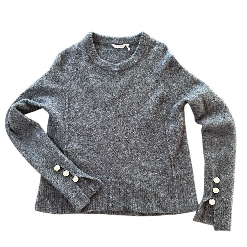 Esqualo Wool Yak Blend Pearl Cuff Sweater Women S Gray Excellent Warm Outfit